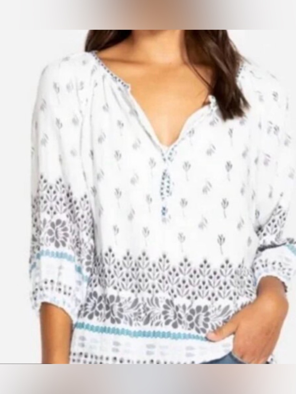 Johnny Was Camber Gauze Peasant Top - Picture 4 of 4